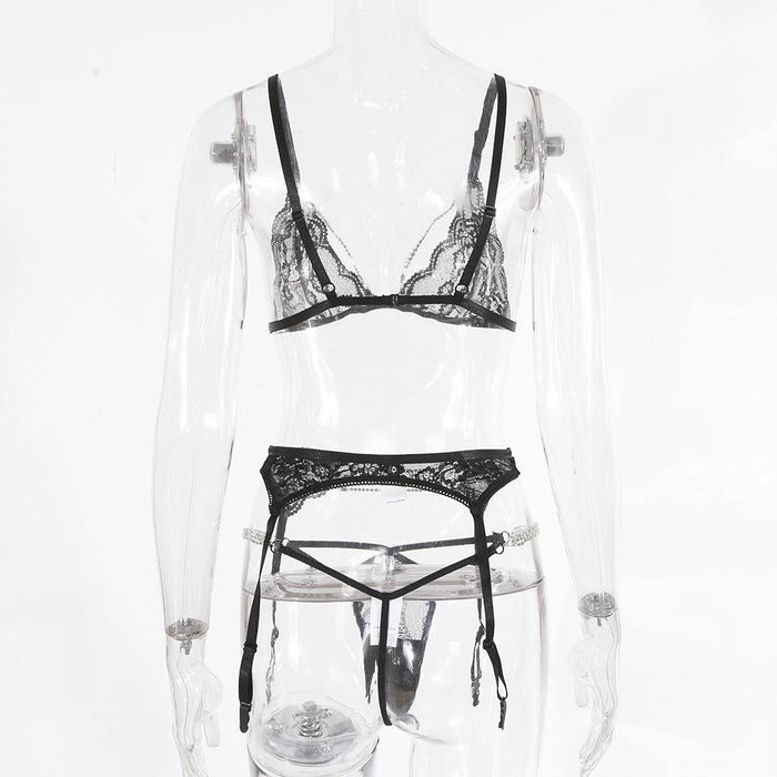 Women's Lace Underwear Set Sexy Metal Chain Lingerie