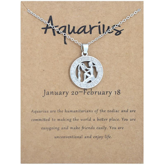 Zodiac 3D Image Pendant Card Clavicle Chain
