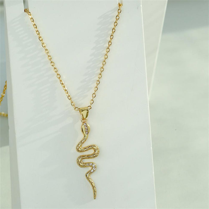 Fashion Simple Gold Color Snake Pendant Necklace