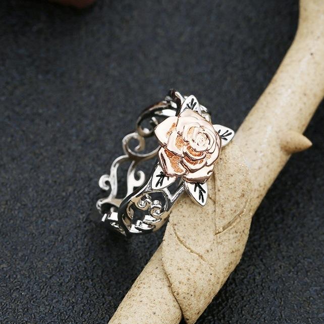 New Vintage Rose Gold Flower Ring