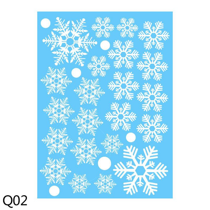 1 Sheet Merry Christmas Snowflake Snowman Window Sticker