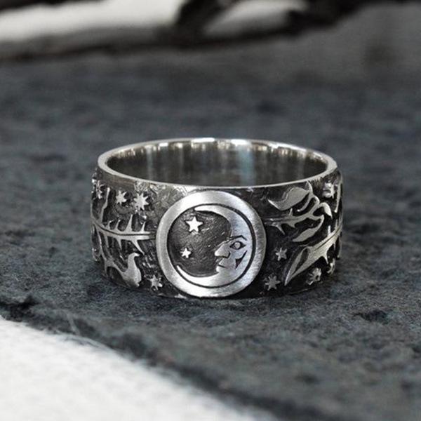 Creative Flower Sun Moon Couple Ring