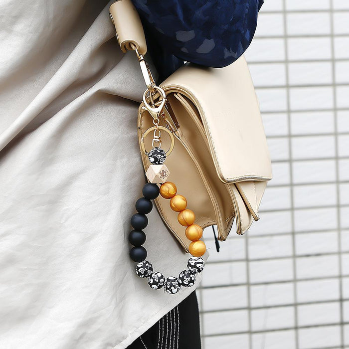 New Silicone Beaded Bracelet Keychain Pendant