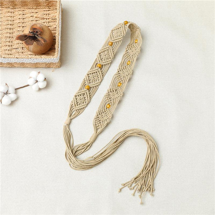 New women's wax rope woven belt fashion creative waist chain