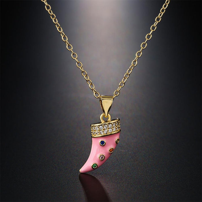 Fashion Personality Dripping Horn Pendant Gold Color Necklace