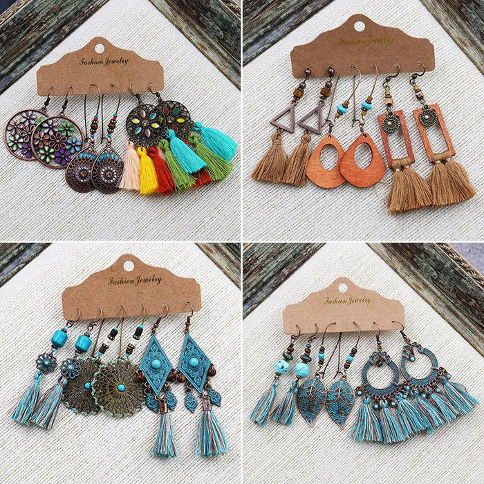 3 pairs/set Earrings Bohemian Style Jewelry X0X36216