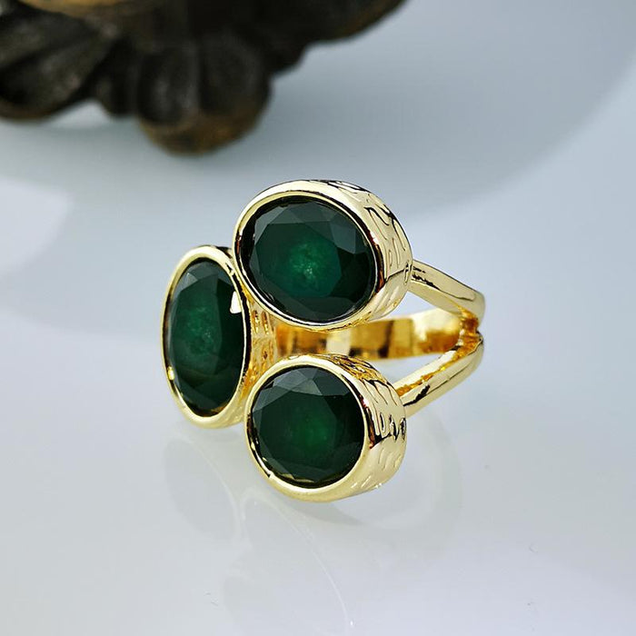 Classic Retro Exaggerated Imitation Emerald Ring