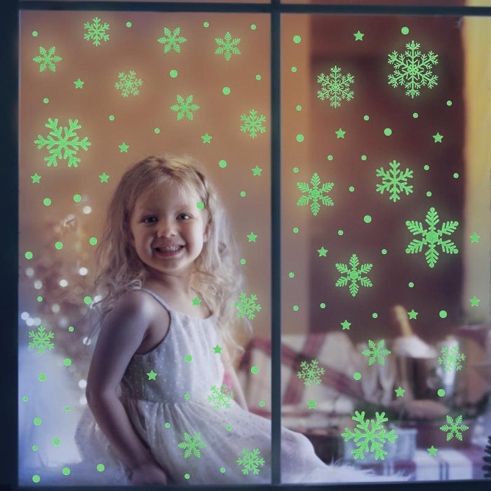 1 Sheet Merry Christmas Snowflake Snowman Window Sticker