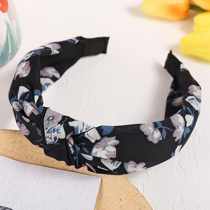New Flower Headband Women Solid Color Knotted Hairband
