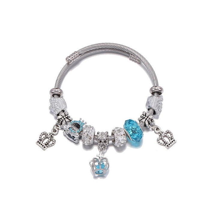 Titanium Steel Adjustable Color Crown Pendant Bracelet