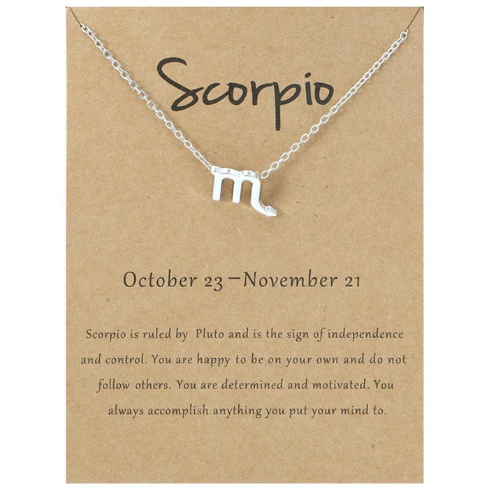 Twelve Constellations Necklace Collarbone Chain Pendant Card Short Necklace