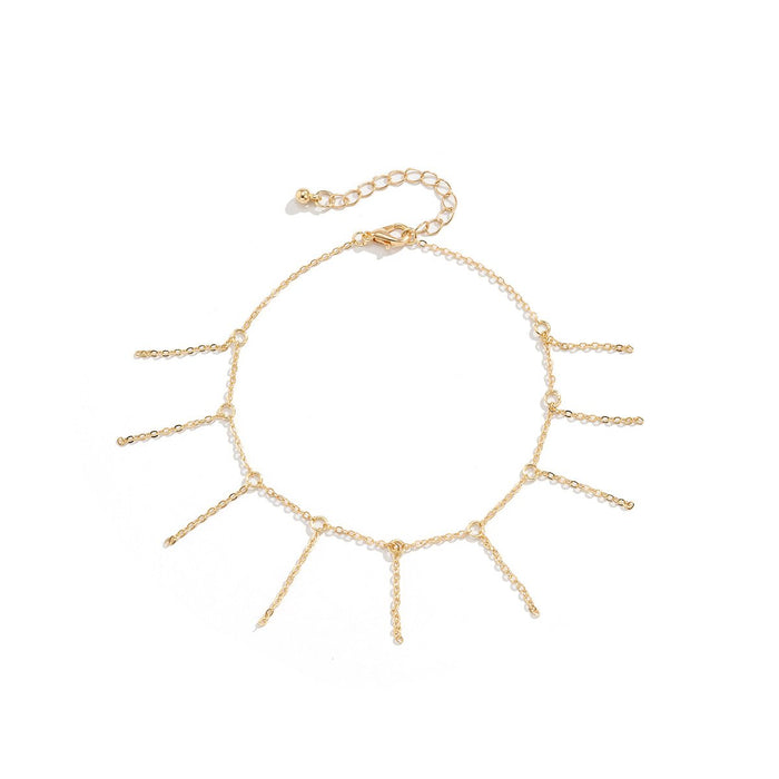 Simple Tassel Ring Hollow Single Foot Chain