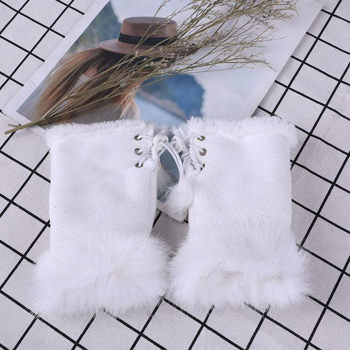Female Elastic Full Fingers Gloves Cute Rabbit