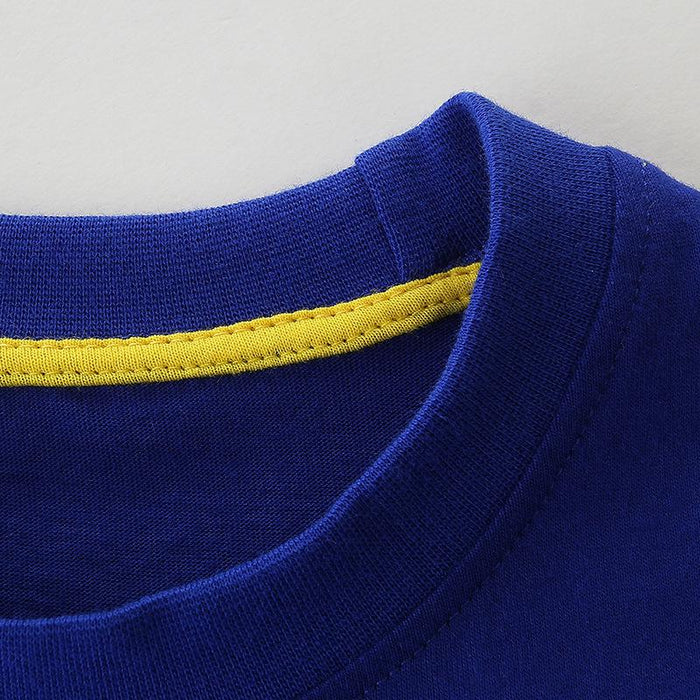 Cartoon round neck knitted cotton children's short sleeved T-shirt