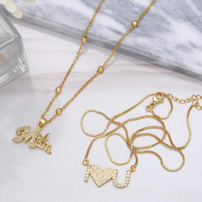 Personality Lovely Butterfly Diamond Clavicle Chain Love Letter Necklace