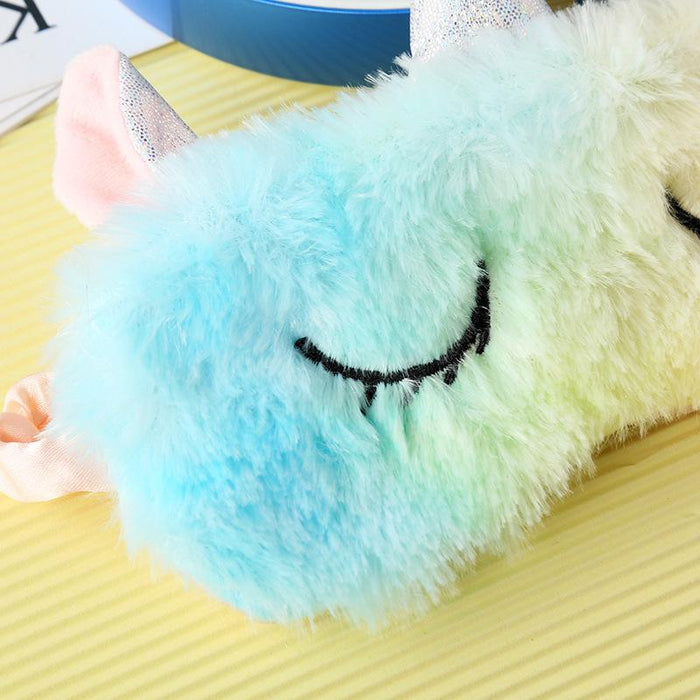 Cartoon Pink Gradient Colorful Unicorn Blindfold Eye Mask