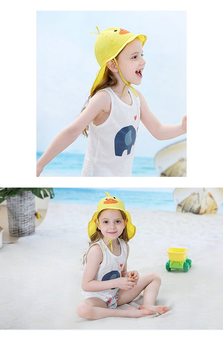 Cartoon Little Yellow Duck Outdoor Sunscreen Thin Children's Shawl Hat