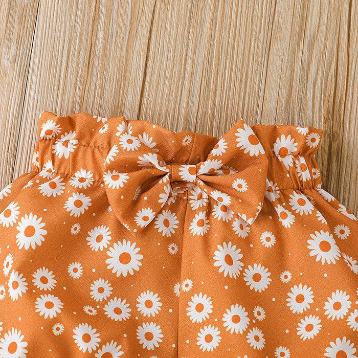 Baby Girls Summer Top + Floral Shorts and Headband 3-piece Set
