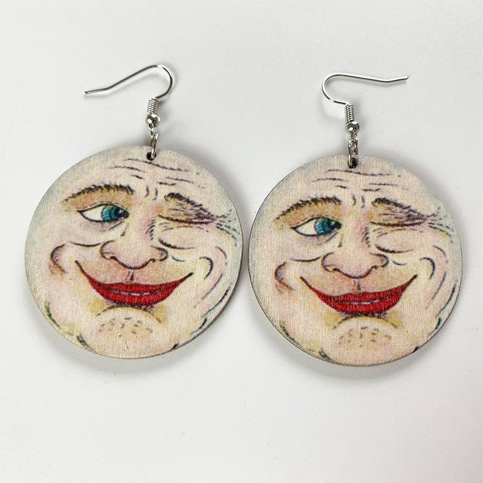 New Creative Cartoon Personality Ladies Wooden Earrings