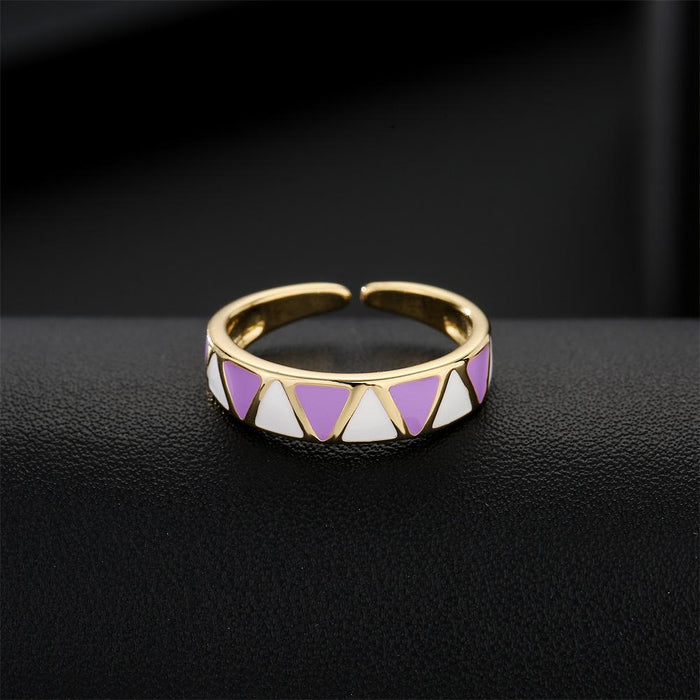 Personalized Color Oil Dripping Geometric Opening Ring