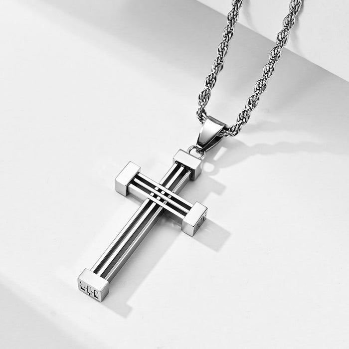 Titanium Steel Hip Hop Couple Pendant Cross Necklace