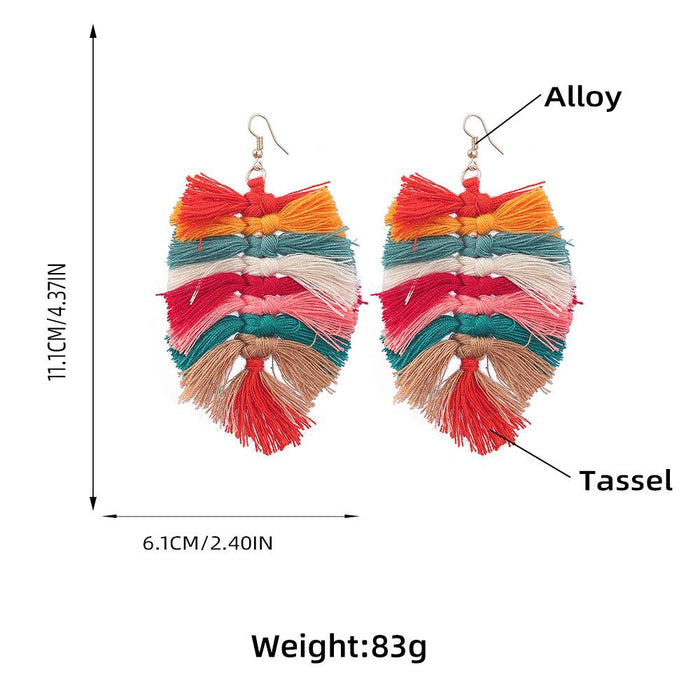 Women's Bohemian Style Hand Woven Color Matching Earrings
