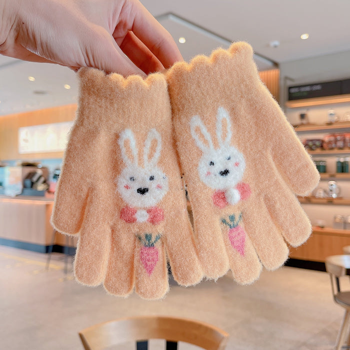 Winter Baby Sweet Cartoon Knitted Yarn Keep Warm Gloves