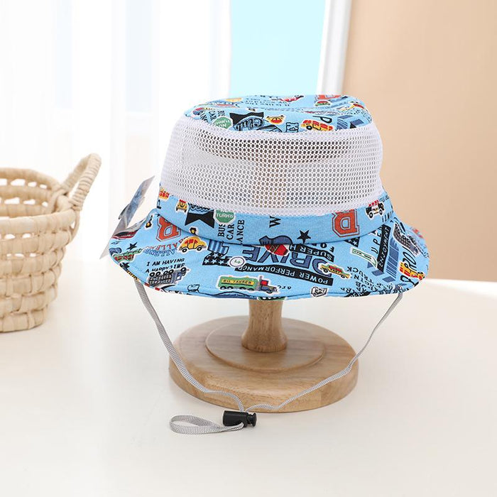 Summer Cartoon Car Print Children's Breathable Sunshade Mesh Hat