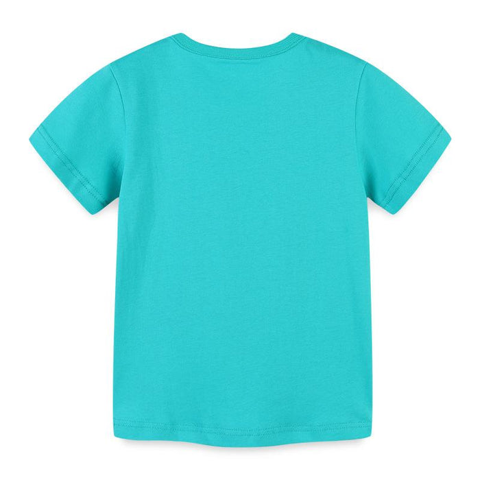Knitted cotton round neck cartoon printed girls' short sleeved T-shirt