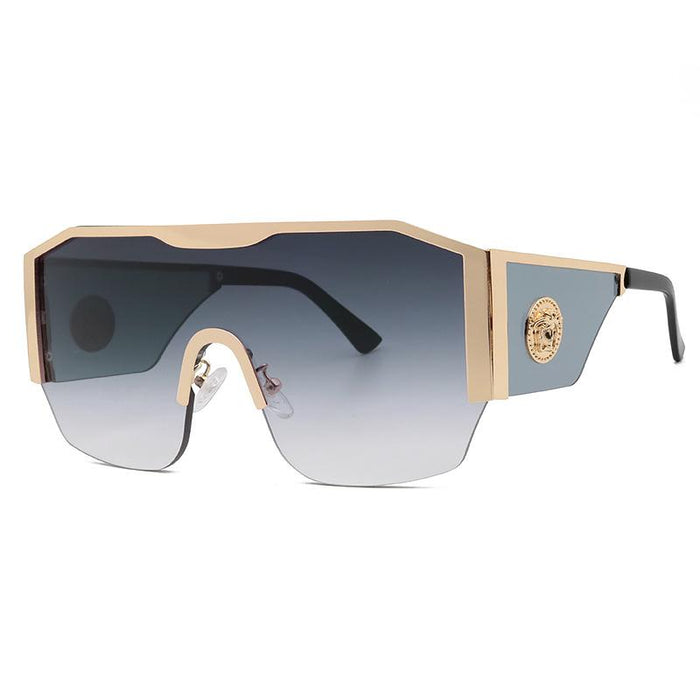 Large frame one piece metal men's and women's Sunglasses