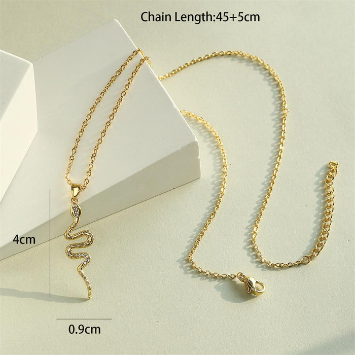 Fashion Simple Gold Color Snake Pendant Necklace