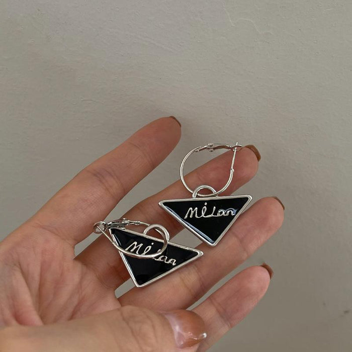 New Triangle Drop Oil Letter Women's Stud Earrings