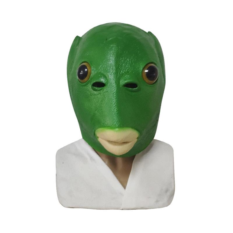 Tricky Green Fish Man Headgear Latex Mask — BFFwholesale