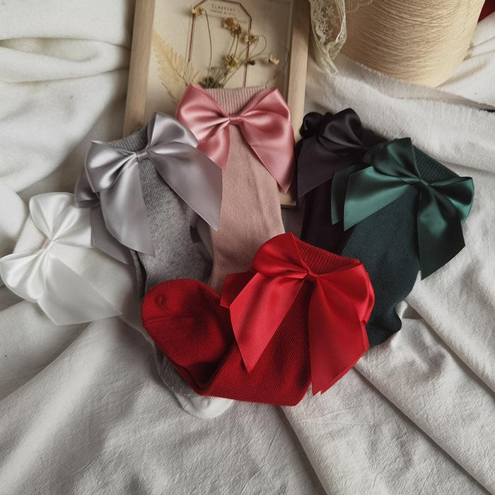 Big Bow Long Soft Cute Kids Christmas Sock