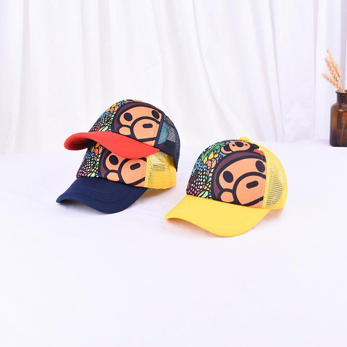 Children's Summer Outdoor Cute Cartoon Monkey Net Cap