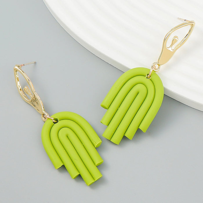 Simple Fashionable Palm Shaped Resin Striped Earrings
