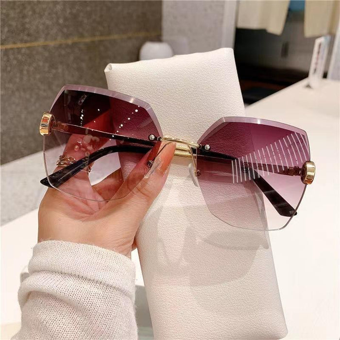 Ocean slice trimming Sunglasses diamond frameless shake