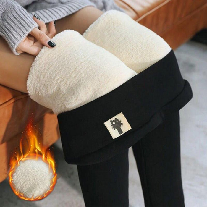 Winter Thick Velvet Leggings Warm Fleece Lined Tights Leggings