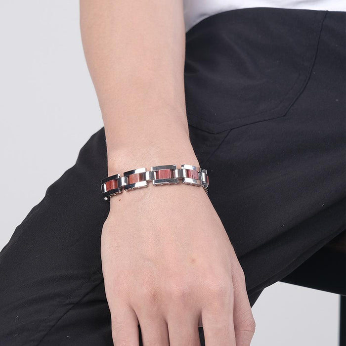 Ethnic Style Stainless Steel Wood Polished Bracelet Jewelry