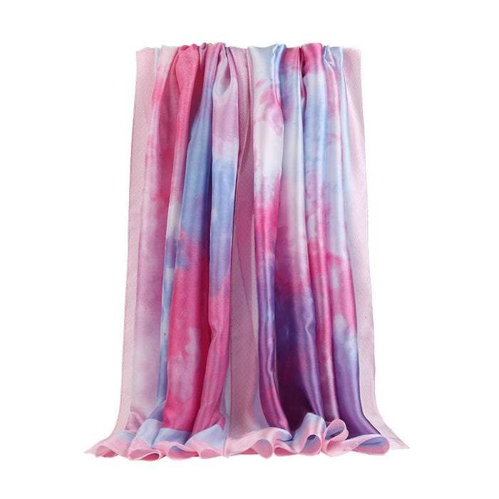 Tie Dyed and Printed New Satin Scarf Sunscreen Shawl