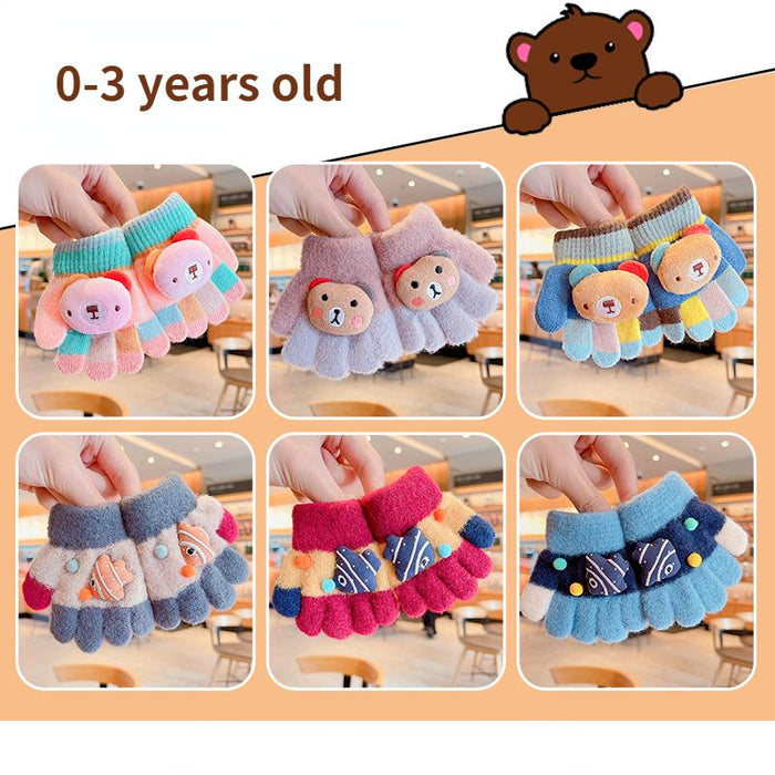 0-3 Years Old Winter Baby Cute Knitting Cartoon Gloves