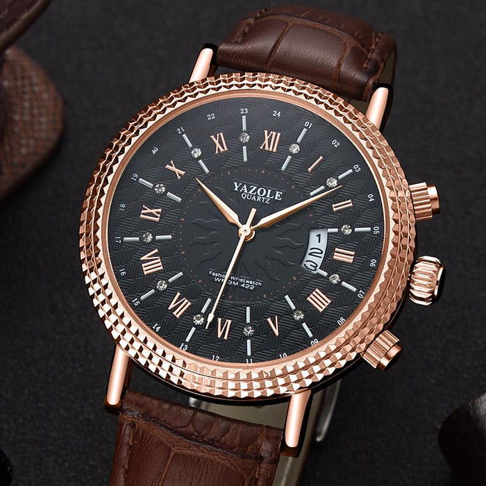 Top Brand Luxury YAZOLE Watch Male Business Mens Wrist Watch Complete Calendar Design Time