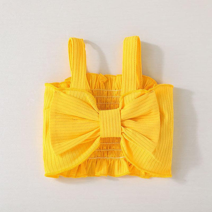 Summer Girls Mesh Skirt Sweet Baby Suspender + Printed Skirt Two-piece Set