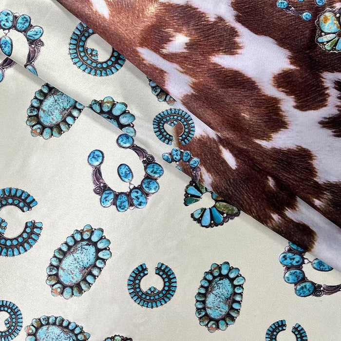 Women's 90cm Square Scarf Western Style Vintage Printed Cow Pattern Scarf