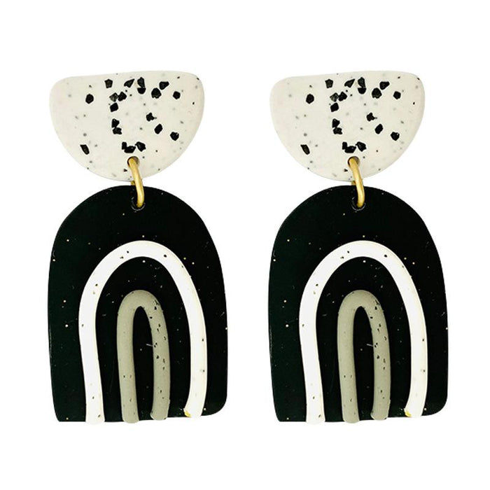 Wave Point Soft Ceramic Earrings Geometric Bow Multicolor Clay Earrings