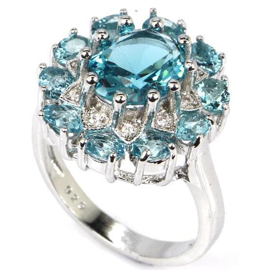 Luxury Jewelry Oval Cut Light Blue Zircon Rings