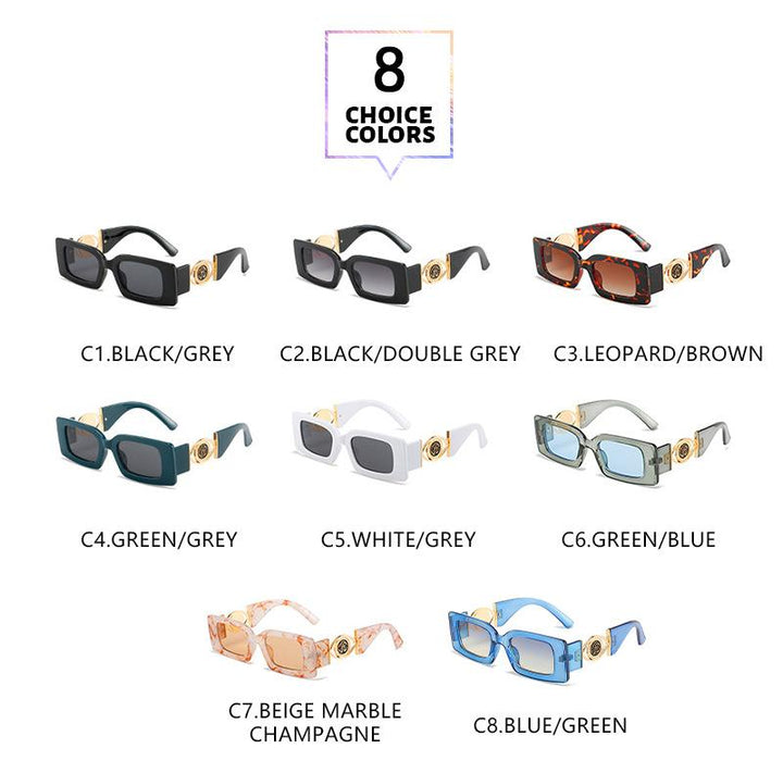 Square small frame metal sunglasses