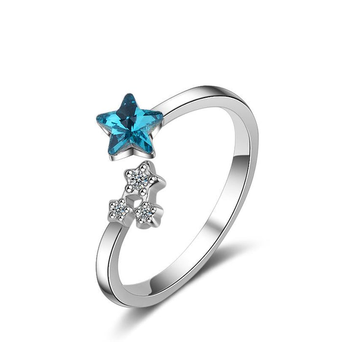 Small Fresh Galaxy Pentagram Open Ring