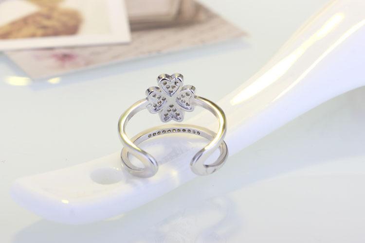 New Simple Four Leaf Flower Open Ring