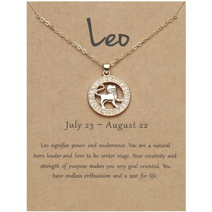 Zodiac 3D Image Pendant Card Clavicle Chain